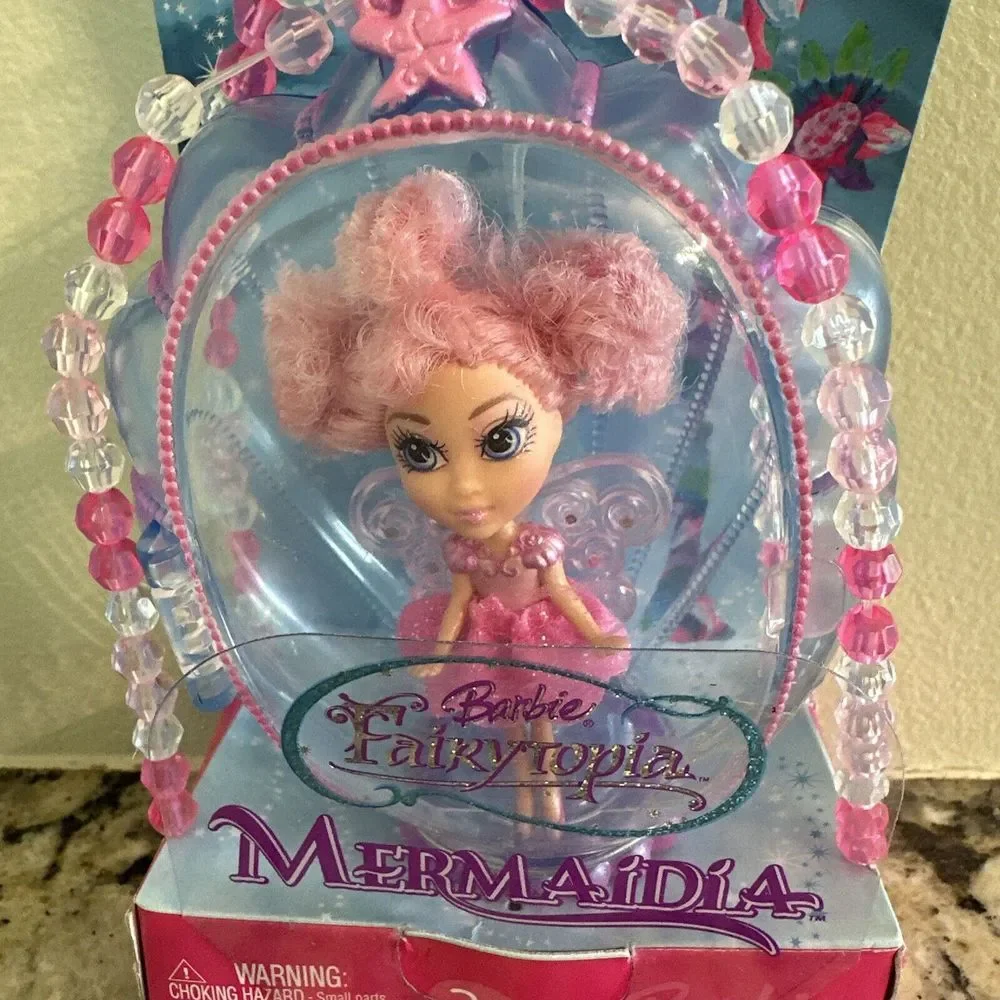 NEW Barbie Fairytopia Mermaidia Pink Sea Pixie Necklace &‎ Ring Doll #K0543 2006